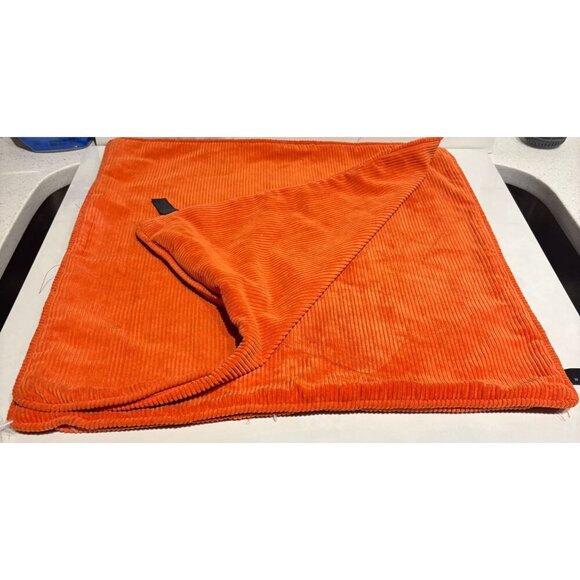 Set of 2 Newport Corduroy Pillow Covers Orange Soft Ribbed Modern 19"x19.75" - Picture 5 of 5